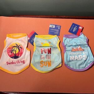 NWT 3pc Dog T-Shirts XSmall Sunbathing Powered By Naps Fun In The Sun Puppy NEW
